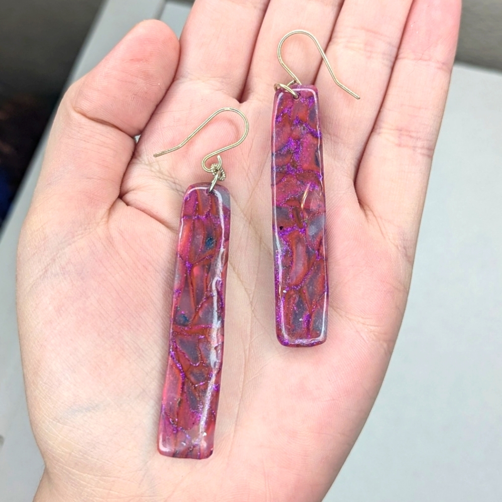 Purple Glitter Earrings